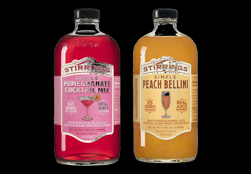 Stirrings Simple Pomegranate Martini & Simple Peach Bellini Non-Alcoholic Cocktail Mix Variety 2-Pack 25.4 fl. oz. (750ml) Bottles