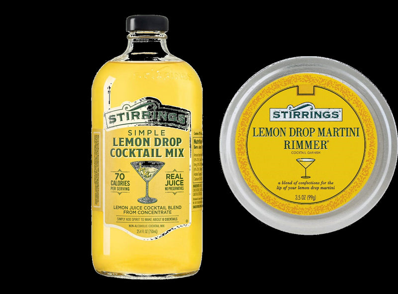 Stirrings Simple Lemon Drop Martini Non-Alcoholic Cocktail Mix & Lemon Drop Martini Rimmer