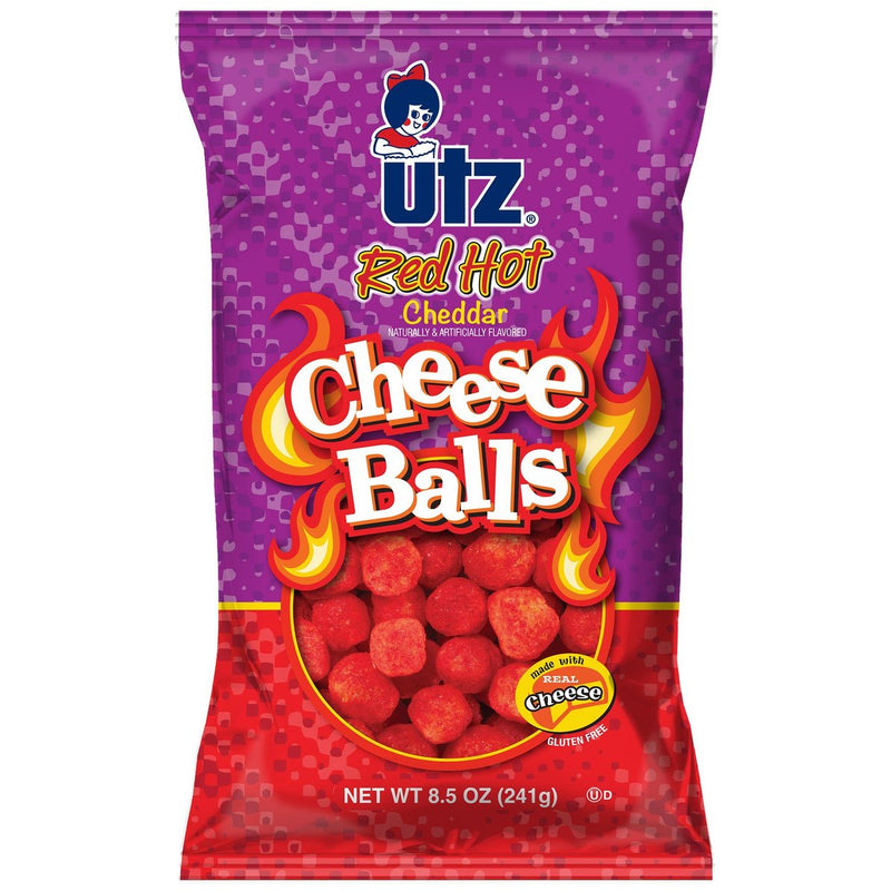 Utz Quality Foods Red Hot Cheddar Cheese Balls- 8.5 oz. Bags (4 Bags)