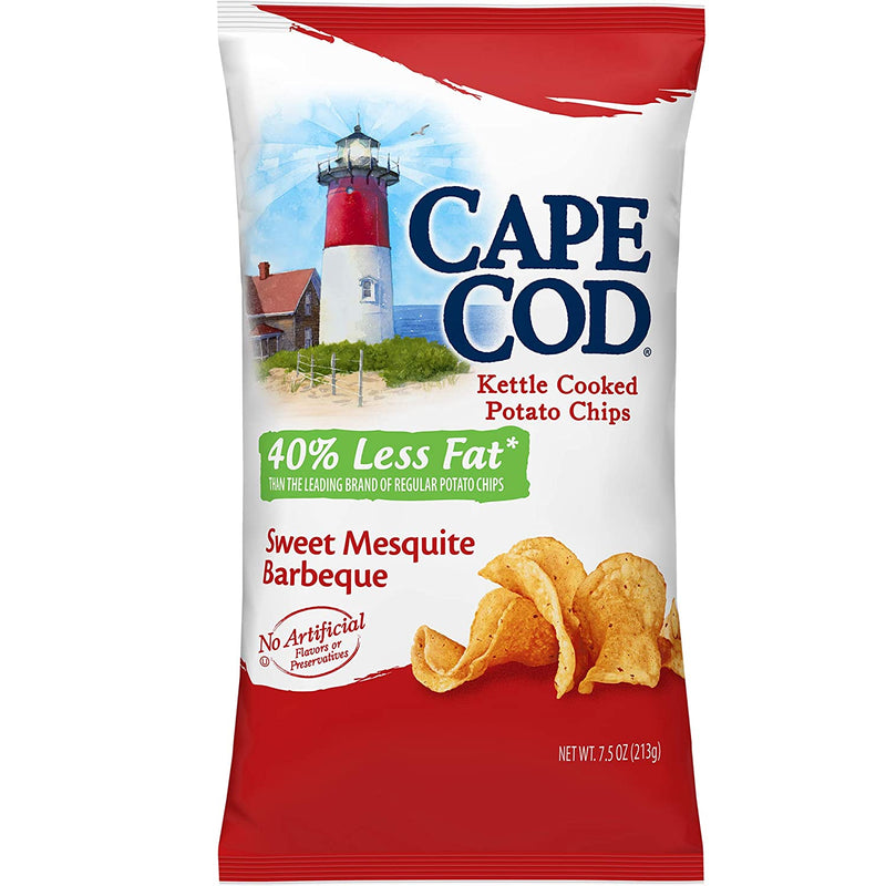 Cape Cod 40% Less Fat Sweet Mesquite Barbeque Kettle Cooked Potato Chips, 4-Pack 8 oz. Bags