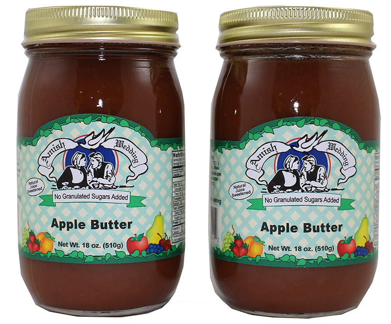 Amish Wedding All Natural No Sugar Added Apple Butter, 2-Pack 18 oz. Jars