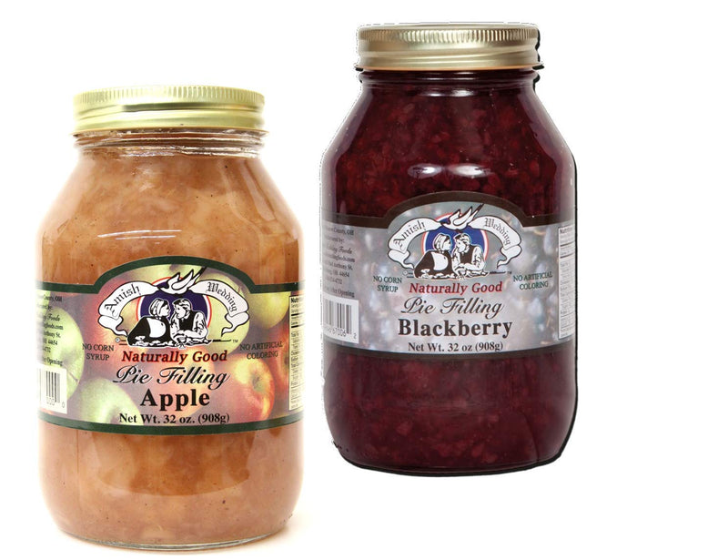 Amish Wedding Apple & Blackberry Pie Filling Variety 2-Pack 32 oz. Quart Jars