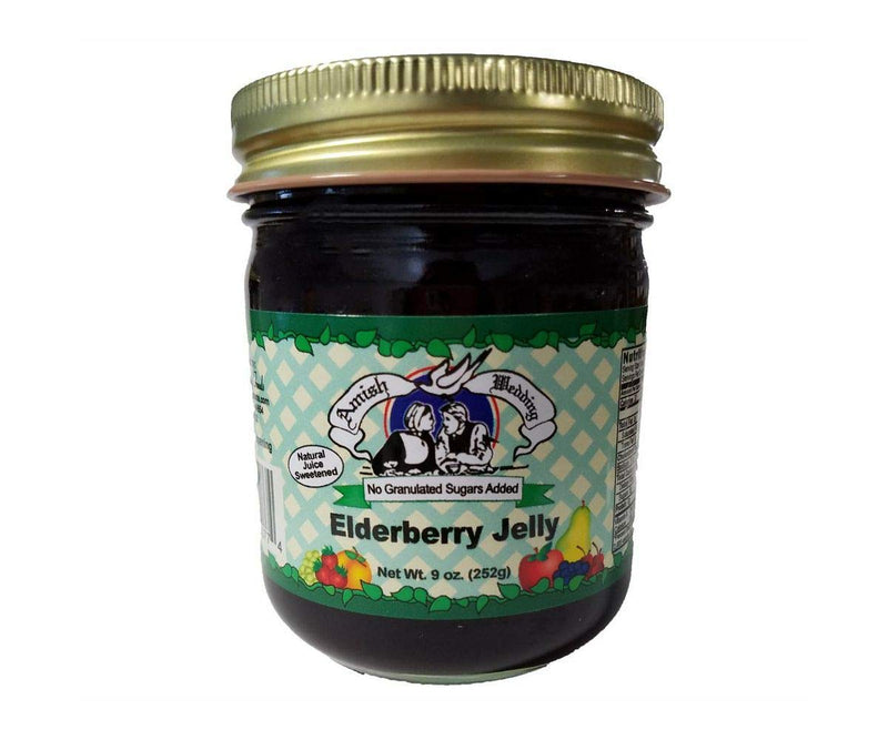 Amish Wedding Foods No Sugar Added Elderberry Jelly, 2-Pack 9 oz. (252g) Jars