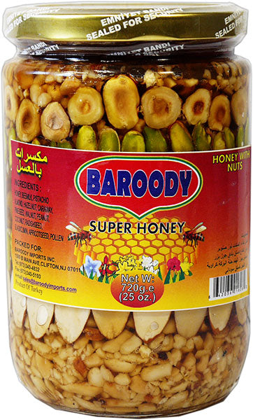 Baroody Brand Super Honey With Nuts, 25 oz. (720g) Jar