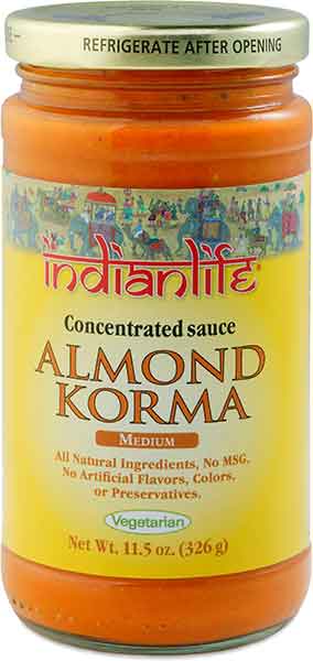 Indian Life Gourmet All Natural Almond Korma Simmering Sauce, 2-Pack 11.5 oz. Jars