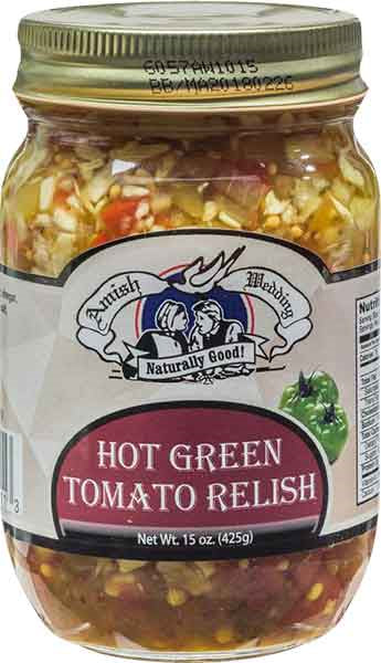 Amish Wedding Hot Green Tomato Relish, 3-Pack 15 Ounce Jars