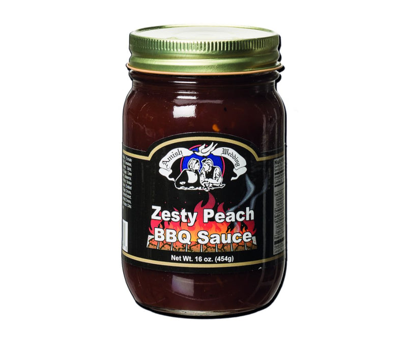 Amish Wedding Old Fashioned Zesty Peach BBQ Sauce, 2-Pack 15 oz. Jars