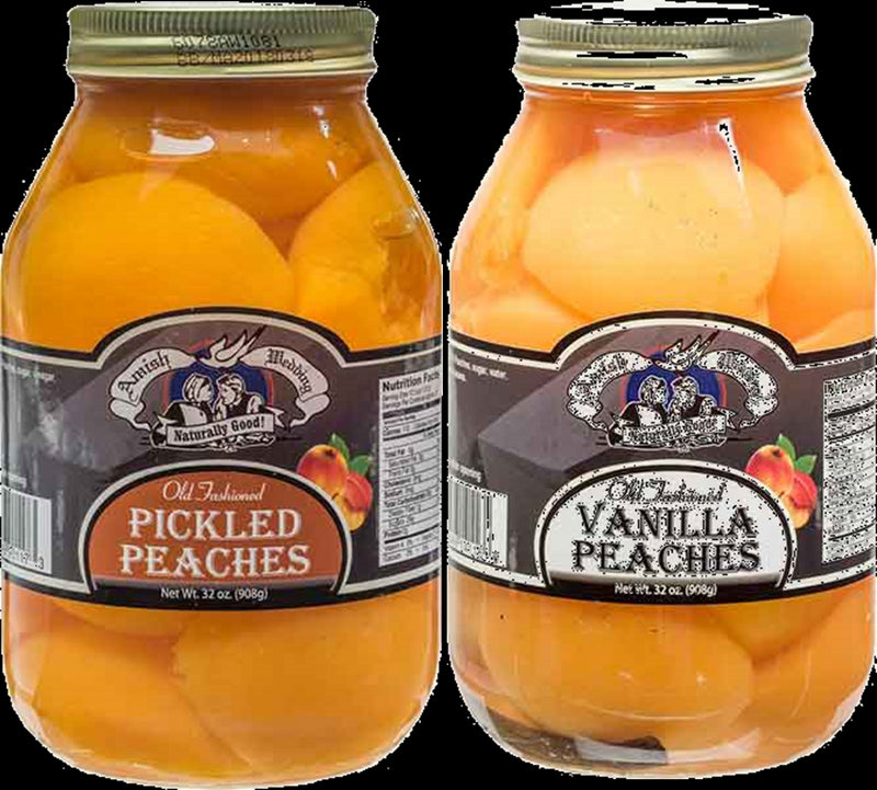 Amish Wedding Old Fashioned Pickled Peach Halves and Vanilla Peach Halves Variety 2-Pack, 32 oz. Jars