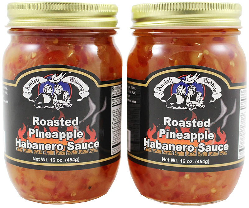 Amish Wedding Roasted Pineapple Habanero Sauce, 2-Pack 16 oz. (454g) Jars