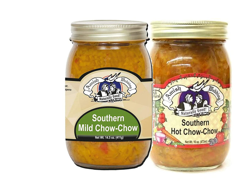 Amish Wedding Southern Style Chow Chow Hot & Mild Variety 2-Pack, 14.5 oz. jars
