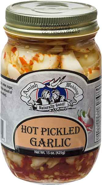 Amish Wedding Foods Hot Pickled Garlic Cloves, 3-Pack 15 oz. Jars