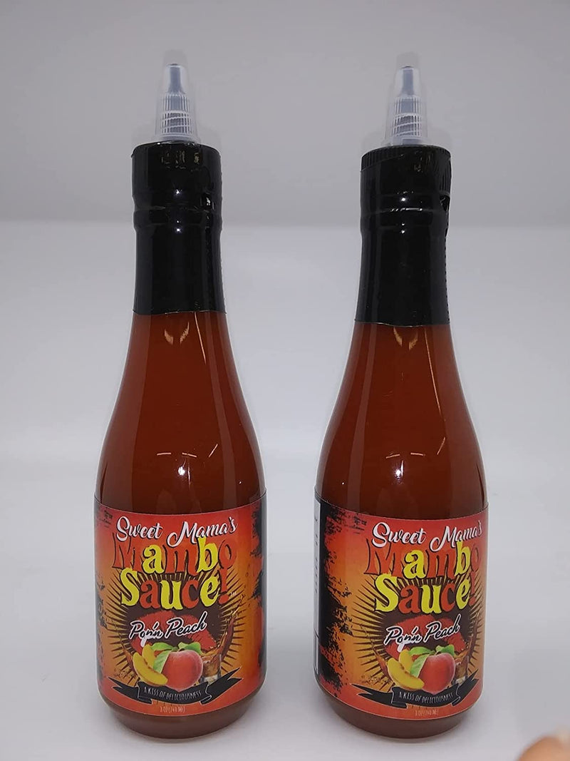 Sweet Mama's Pop'n Peach Mambo Finishing Sauce- For All of Your Meat, Poultry & Seafood Dishes, 2-Pack 8 fl. oz. Bottles