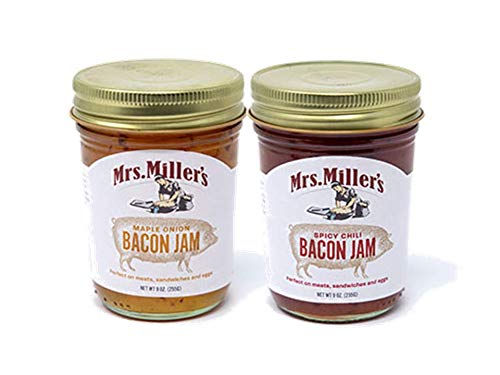 Mrs. Miller's Homemade Maple Onion Jam & Spicy Chili Bacon Variety 2-Pack, TWO 9 oz. Jars