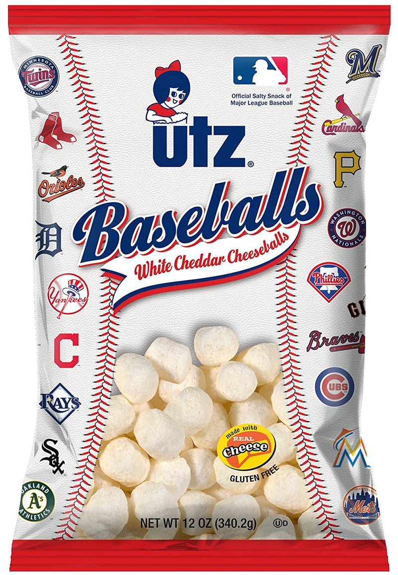 Utz Baseballs White Cheddar Cheese Balls, 4-Pack 12 oz Bags