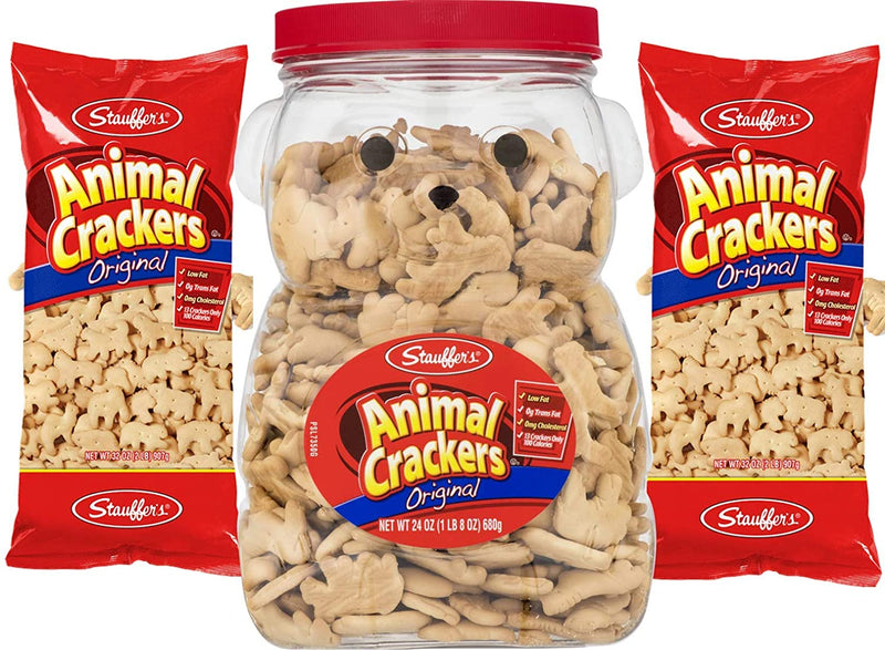 Stauffer's Original Animal Crackers Bear Jug PLUS Two 32 oz. Refill Bags