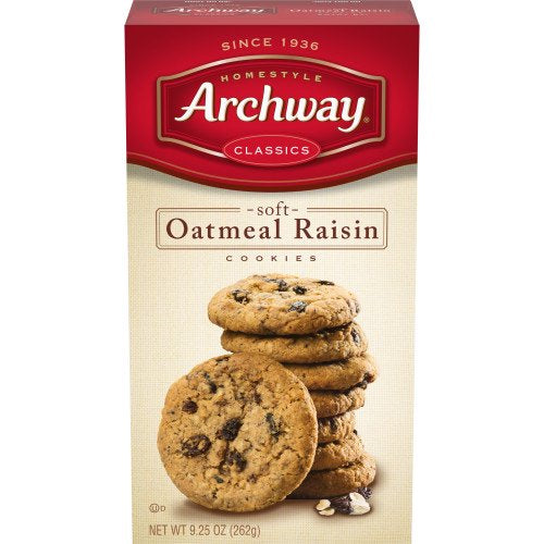 Archway Classics Soft Oatmeal Raisin Cookies, 3-Pack 9 oz. Trays