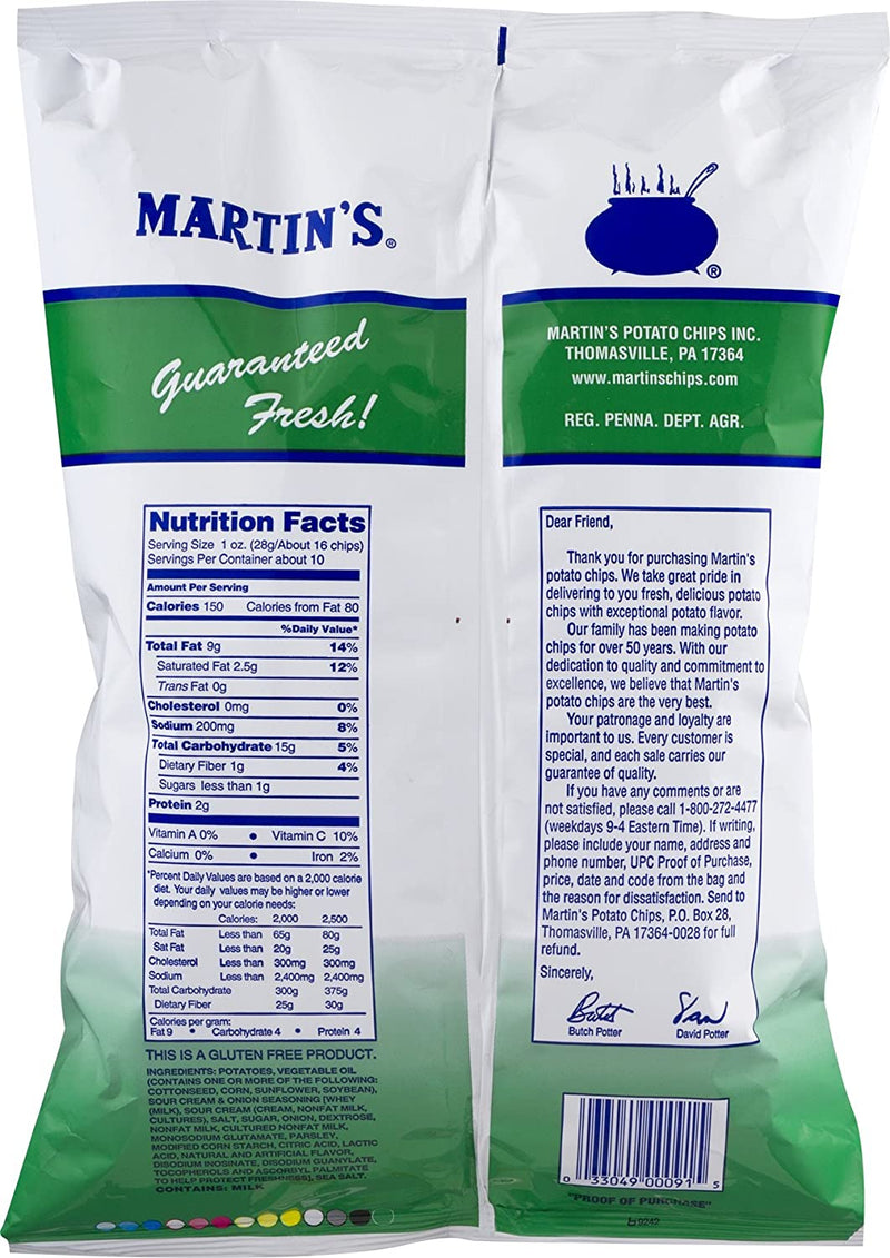 Martin's Sour Cream & Onion Potato Chips, 3-Pack 9.5 Ounce Bags