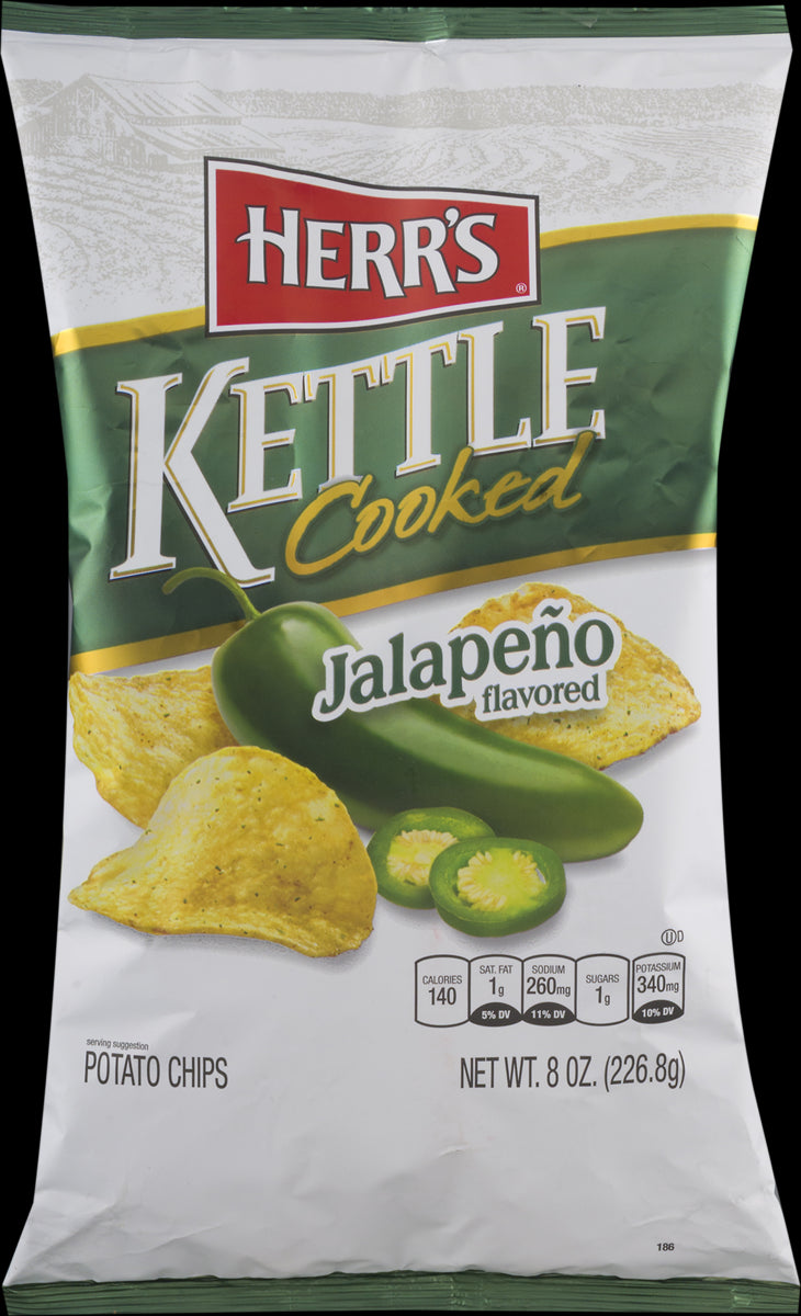 Herr's Jalapeno Kettle Cooked Potato Chips, 4-Pack 8 oz. Bags