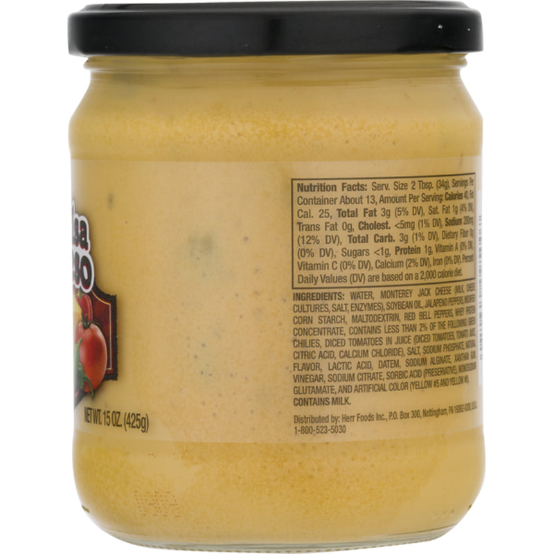 Herr's Salsa Con Queso Dip, Made With Real Cheese, 3-Pack 15 oz. Jars