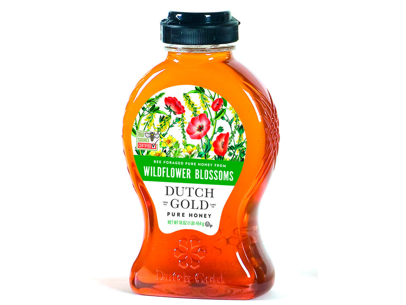 Dutch Gold Pure Wildflower Blossom Honey, True Source Certified Product of the USA, 16 oz. (454g) Bottle