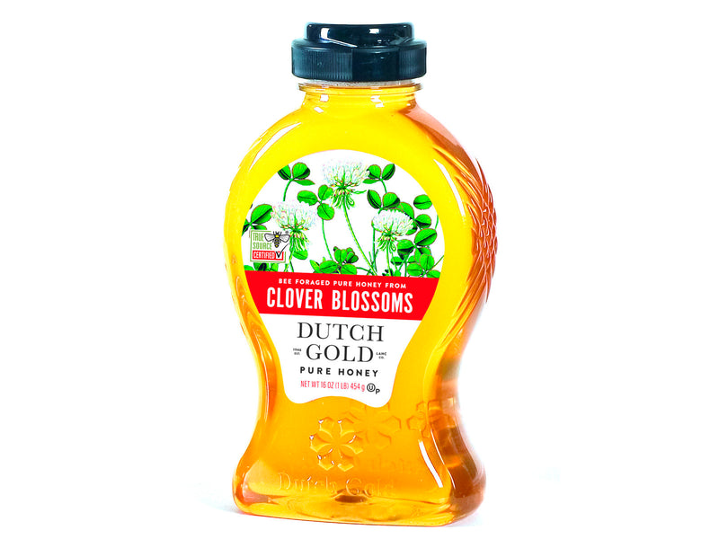 Dutch Gold Pure Clover Blossom Honey, True Source Certified Product of the USA, 16 oz. (454g) Bottle