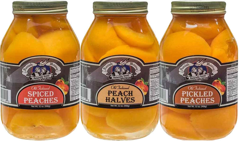Amish Wedding Foods Peach Halves Variety 3-Pack 32 oz. Jars