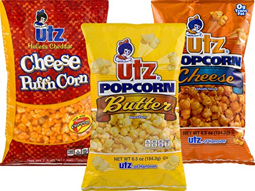 Utz Quality Foods Butter, Cheese & Cheddar Puffin' Corn Popcorn Variety 3-Pack