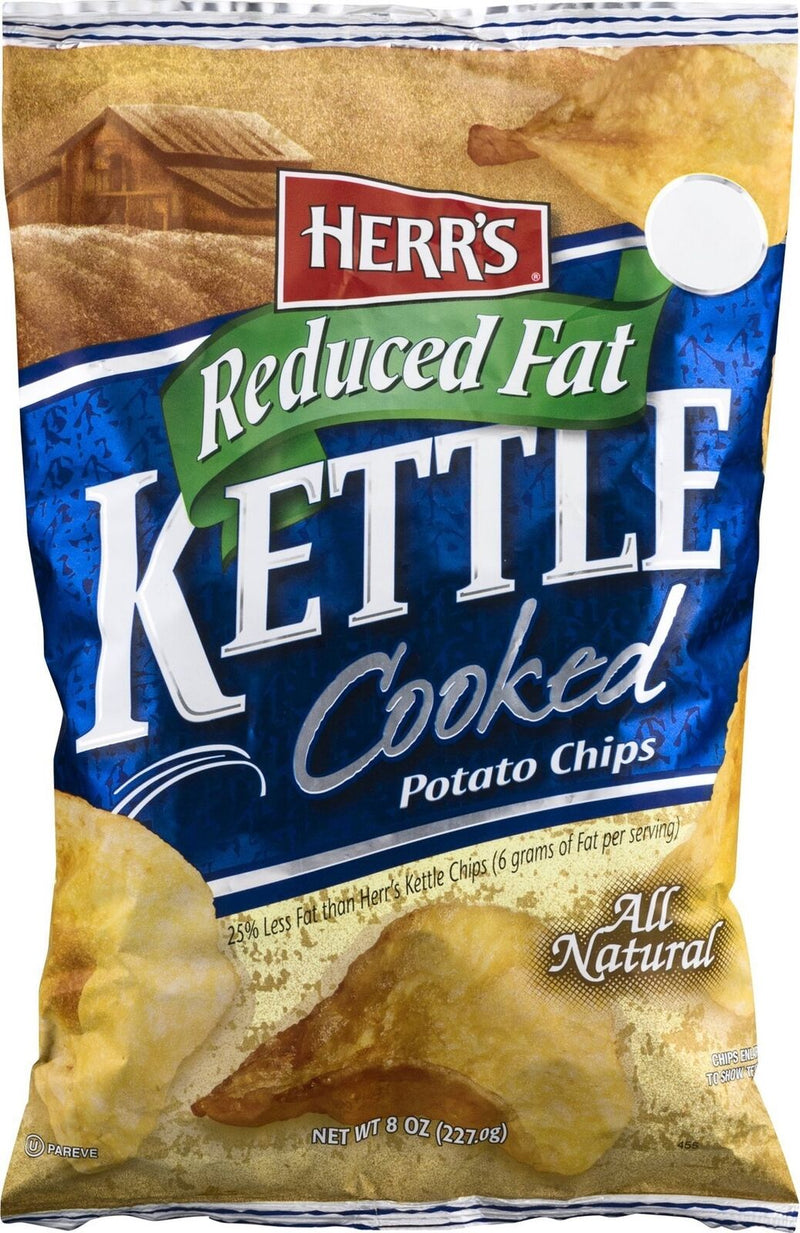 Herr's Reduced Fat Kettle Cooked Potato Chips - 8 Oz. (4 Bags)