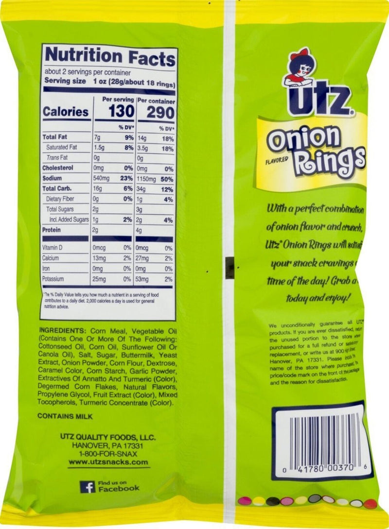 Utz Quality Foods Original Onion Rings, 8-Pack 2.125 oz. Bags