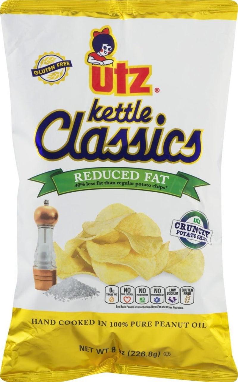 Utz Kettle Classics Reduced Fat Crunchy Potato Chips, 4-Pack 8 oz. Bag