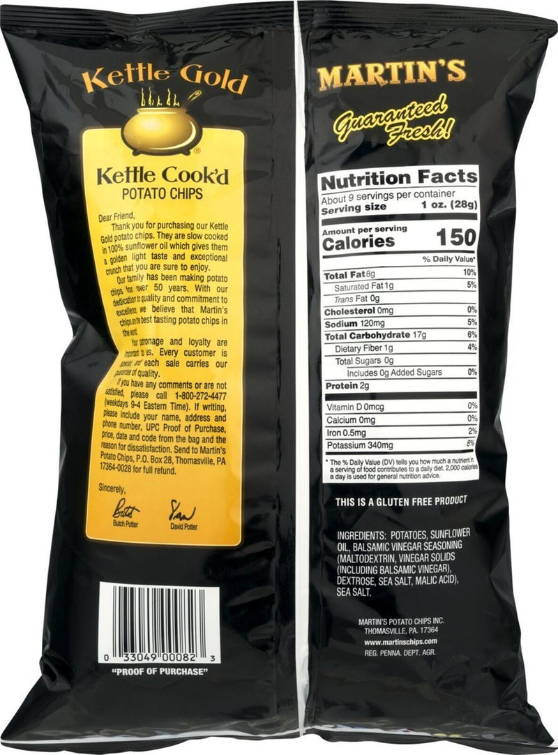 Martin's Kettle Gold Sea Salt & Balsamic Vinegar Potato Chips, 8 oz. Bags