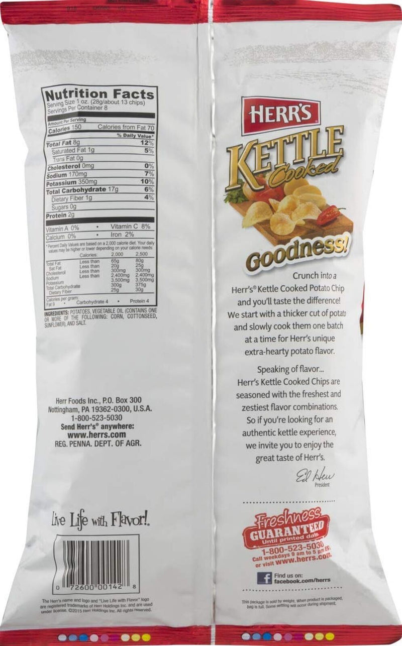 Herr's Kettle Cooked Potato Chips- Ripple Cut (4 Bags)