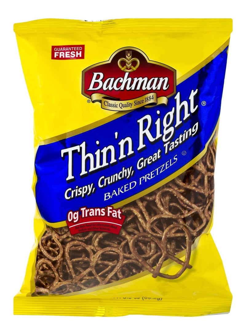 Bachman Pretzels Thin'n Right 3.5 oz (4 Bags)