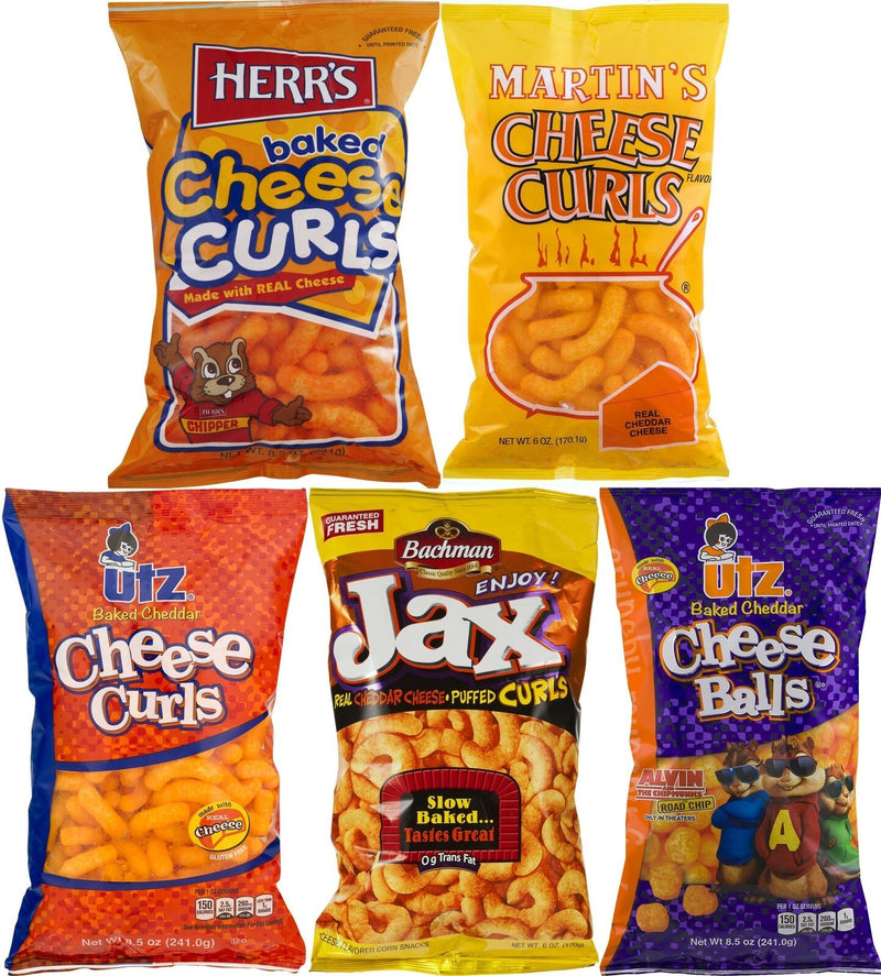 Herr's, Martin's, Utz & Bachman Baked Cheddar Cheese Curls Variety 5-Pack