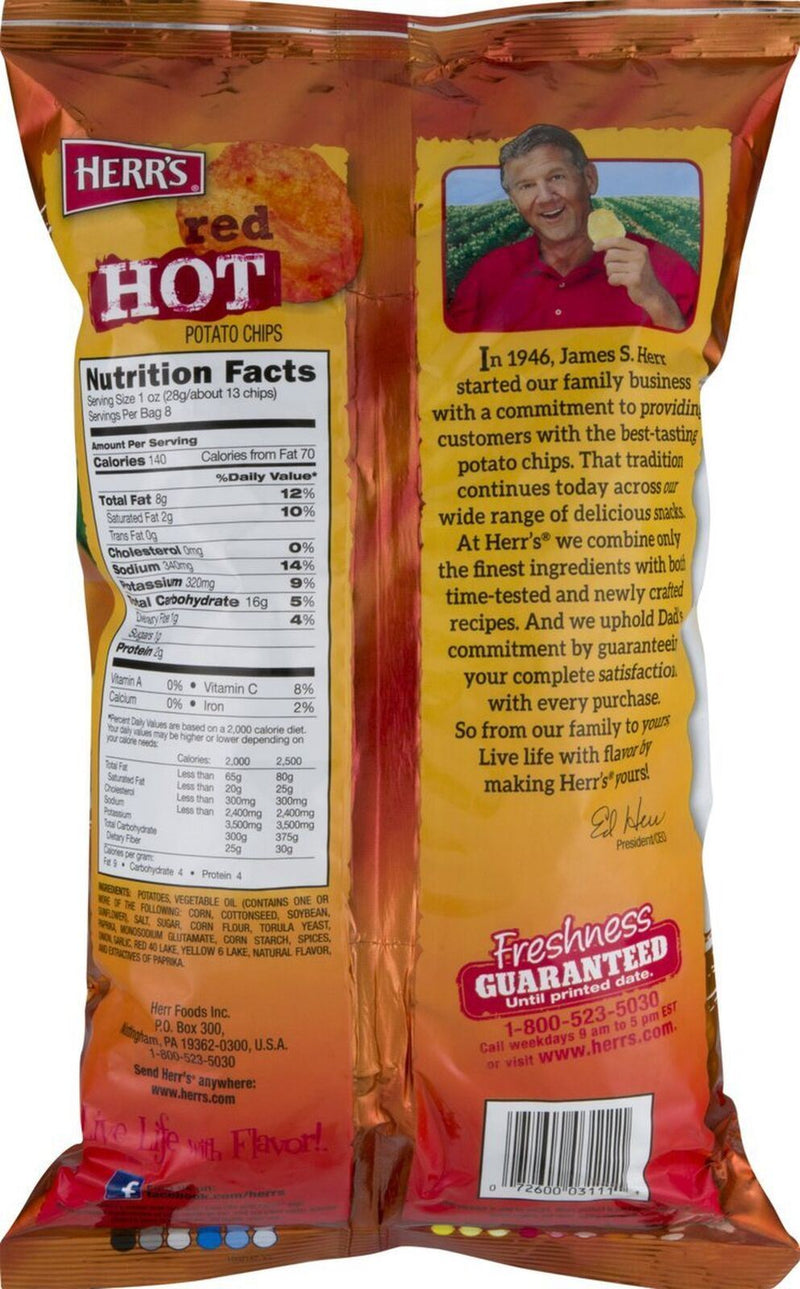 Herr's Red Hot Potato Chips - 8 oz. Bag (3 Bags)