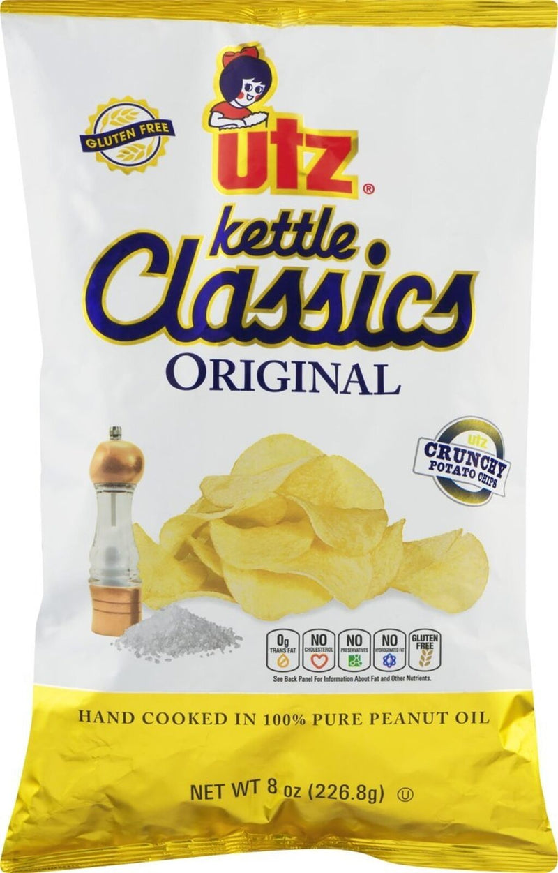 Utz Kettle Classics Original Crunchy Potato Chips, 3-Pack 8 oz. Bags