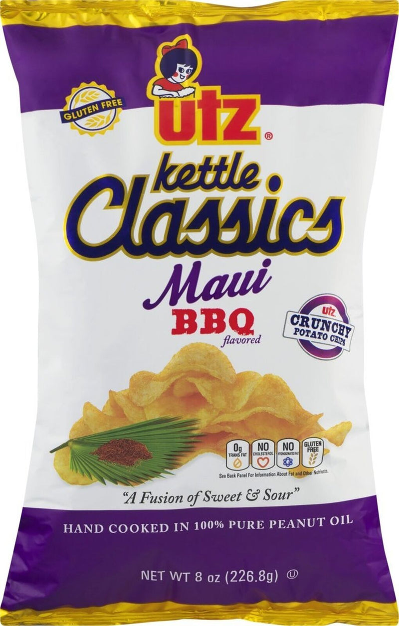 Utz Kettle Classics Maui BBQ Crunchy Potato Chips, 3-Pack 8 oz. Bags
