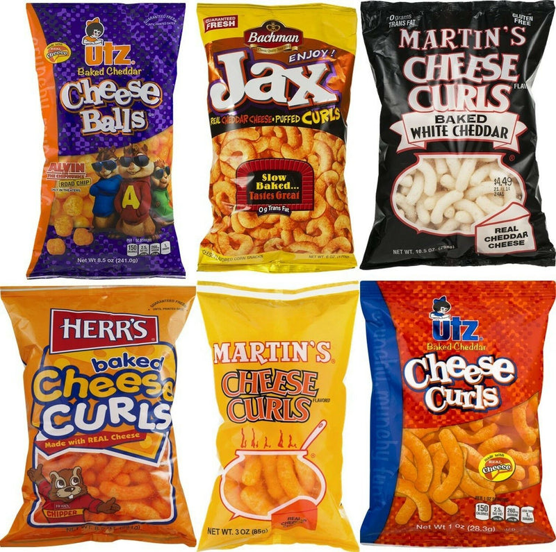 Herr's, Martin's, Utz & Bachman Baked Cheddar Cheese Curls Variety 6-Pack