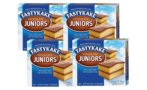 Tastykake Chocolate, Coconut or Koffee Kake Juniors Family Size 4 Pack- A Philadelphia Baking Institution (Chocolate Juniors, 4 Pack)