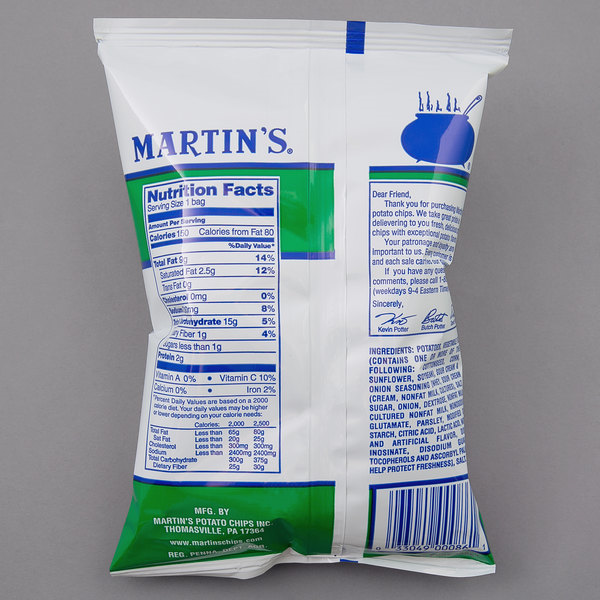 Martin's Sour Cream & Onion Potato Chips-Case Pack of 30/1 oz. Bags