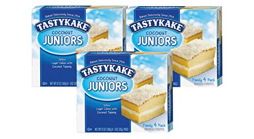 Tastykake Coconut Juniors Family Size 4 Pack- 3 Boxes
