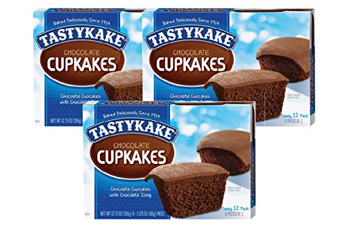 Tastykake Chocolate Cupkakes Family Size 12 Pack- 3 Boxes