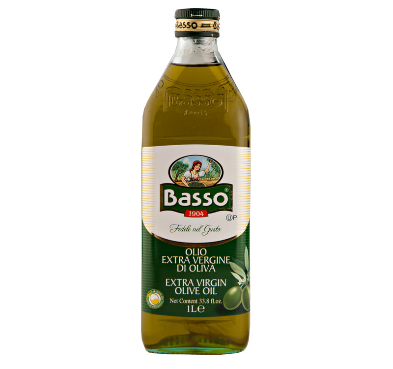 Basso Extra Virgin Olive Oil 1 Liter, 33.8 fl. oz. (12 Bottles)