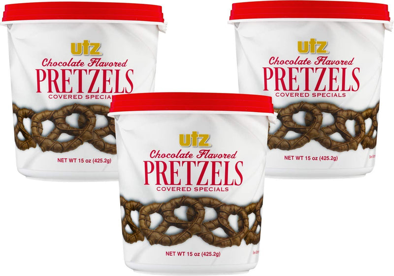 Utz Milk Chocolate Flavored Covered Pretzels- 15 oz. Tub (3 Tubs)