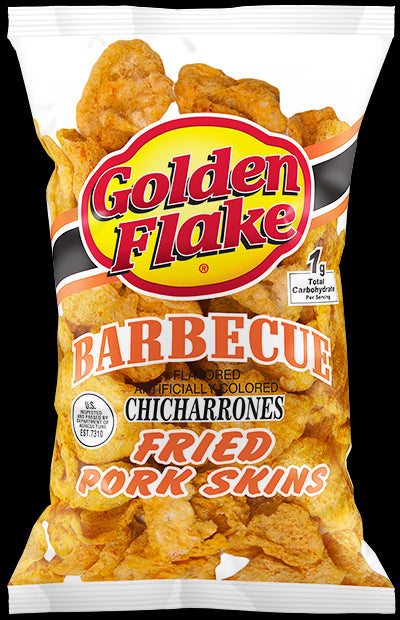 Golden Flake Snack Foods Barbecue Flavored Fried Pork Skins 3 oz. Bag (3 Bags)