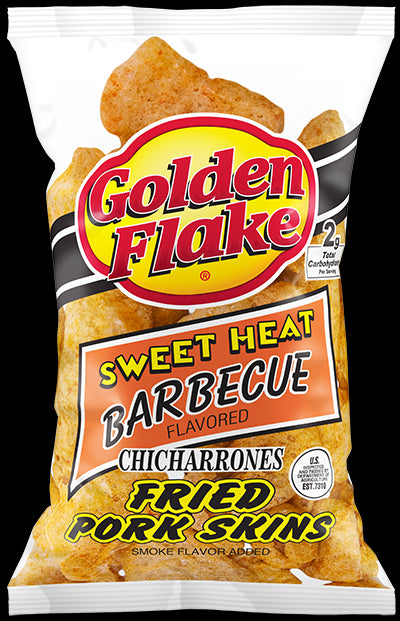 Golden Flake Snack Foods Sweet Heat Barbecue Flavored Fried Pork Skins 3 oz. Bag (3 Bags)