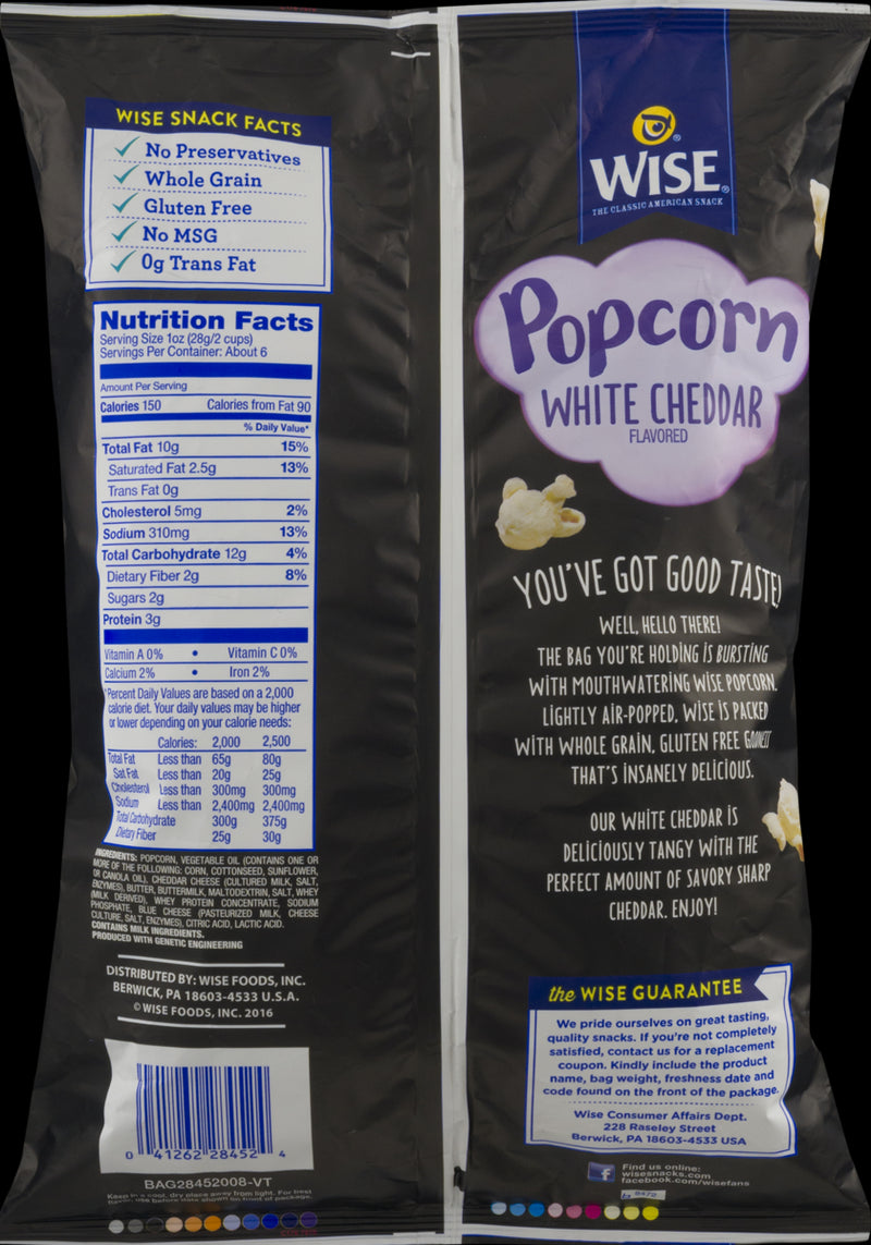 Wise Foods Air Popped White Cheddar Popcorn 6.5 oz. Bag (3 Bags)