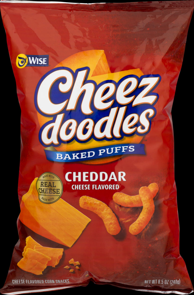 Wise Foods Cheddar Cheese Doodles Baked Puffs 8.5 oz. Bag (3 Bags)