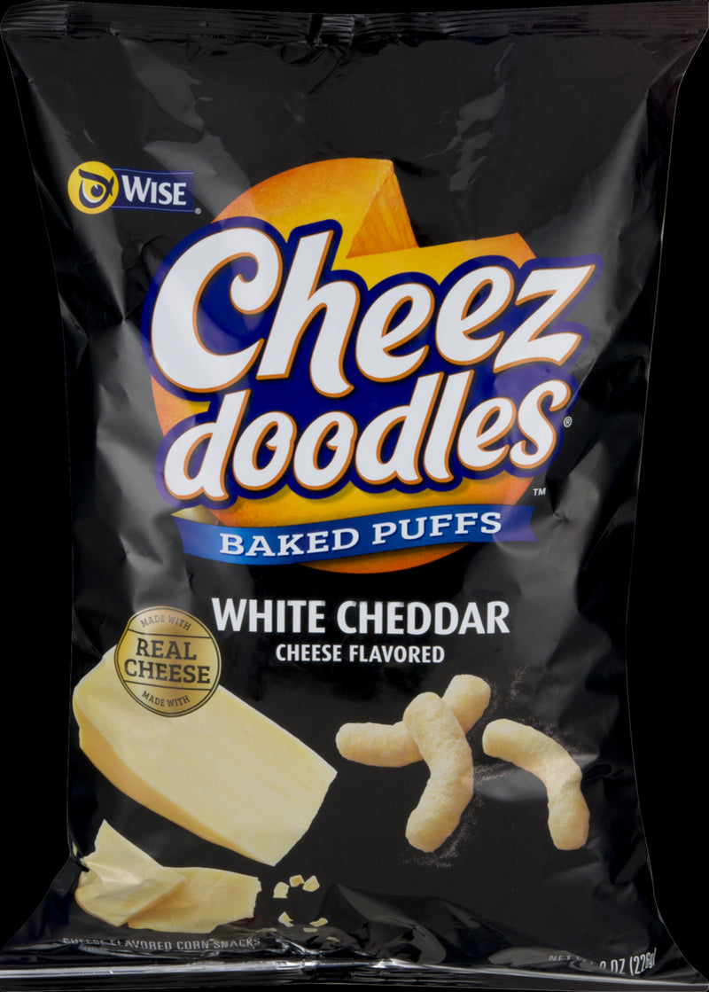 Wise Foods White Cheddar Cheese Doodles Baked Puffs 8.0 oz. Bag (4 Bags)