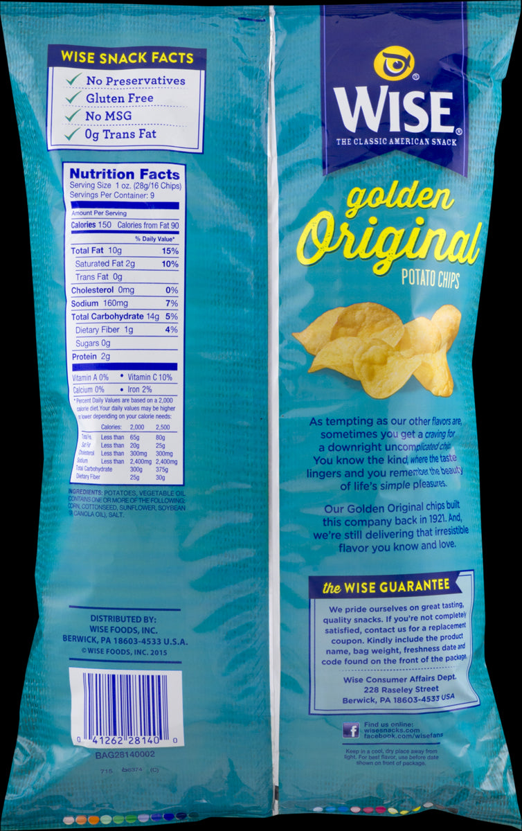 Wise Foods Golden Original Potato Chips 9.0 oz. Bag (4 Bags)